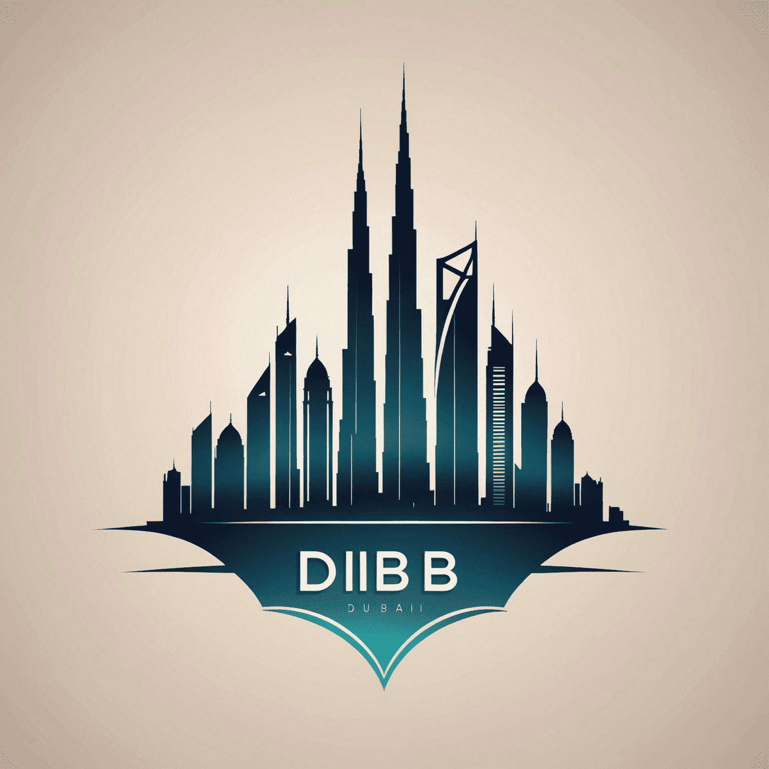 DIB Logo - Stylized letters DIB with a skyline silhouette of Dubai