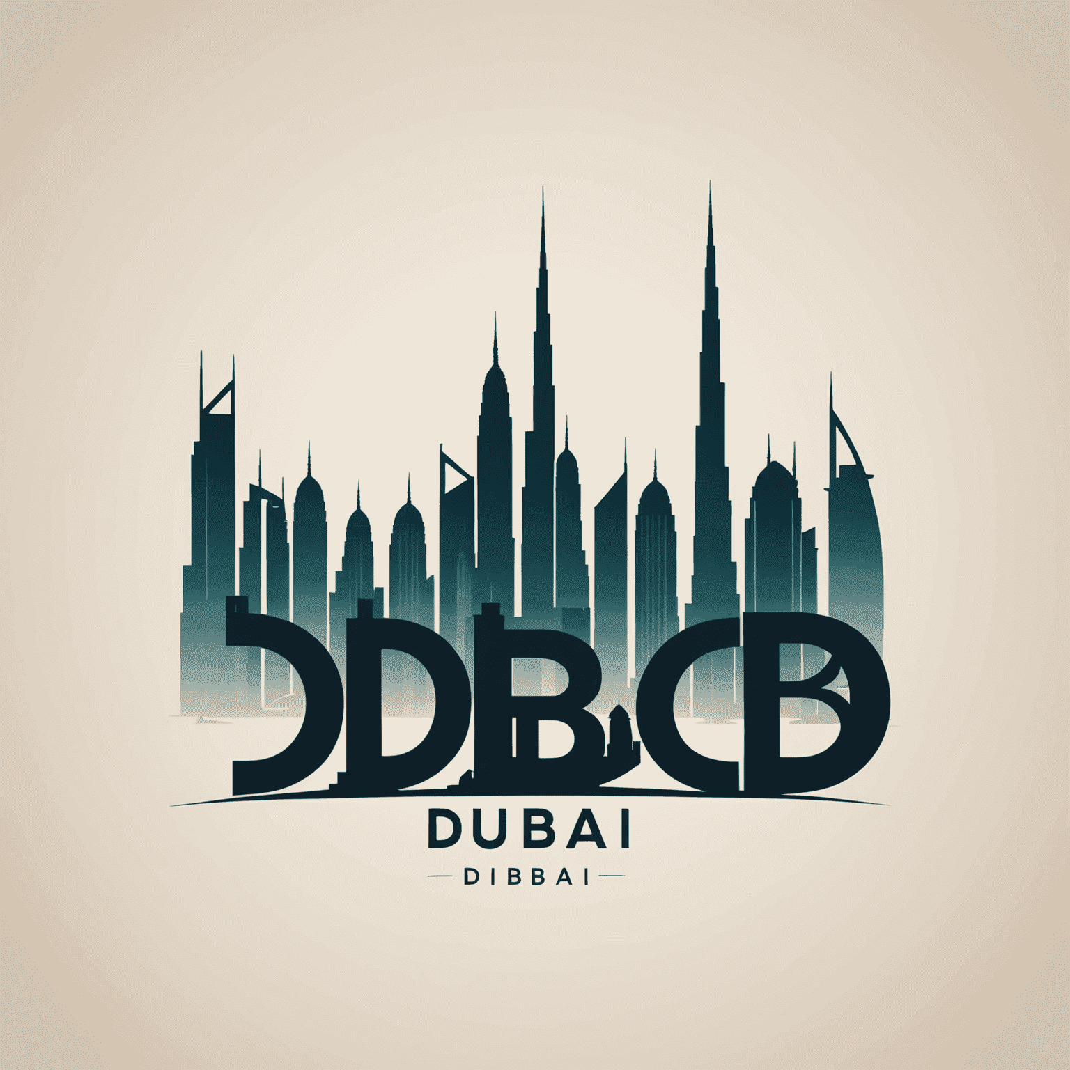 DIB Logo - Stylized letters DIB with a skyline silhouette of Dubai