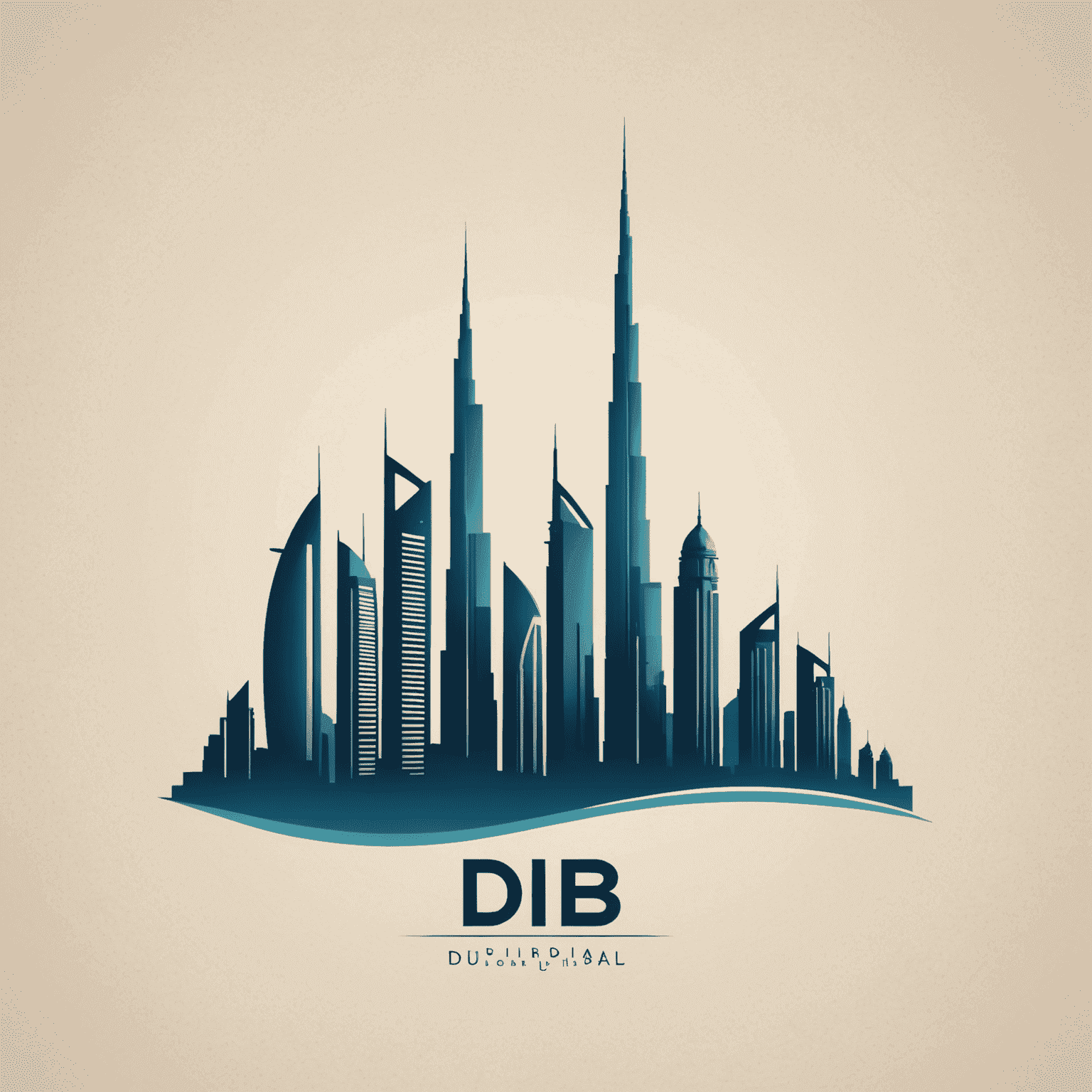 DIB Logo - Stylized letters DIB with a skyline silhouette of Dubai