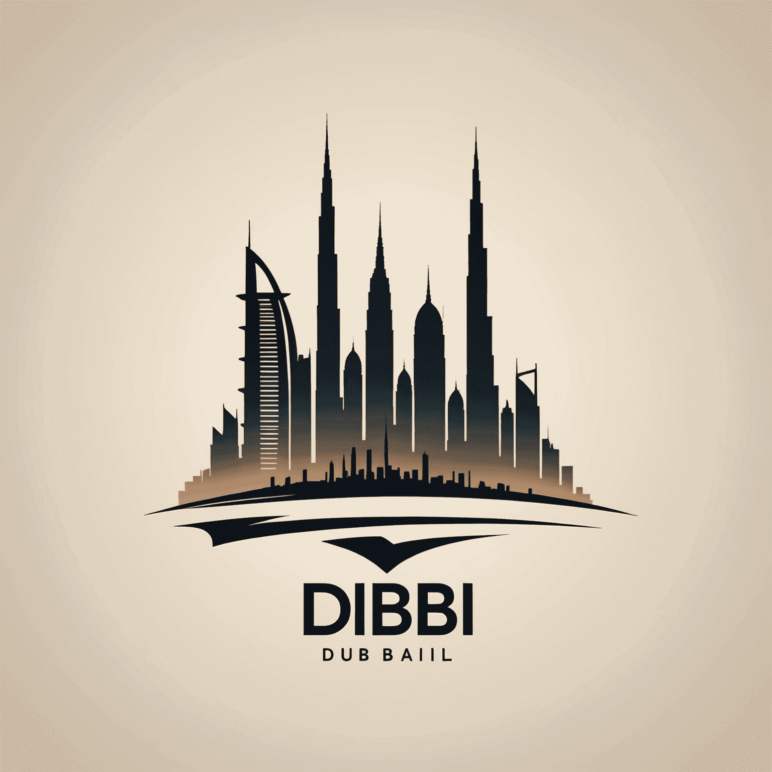DIB Logo - Stylized letters DIB with a skyline silhouette of Dubai