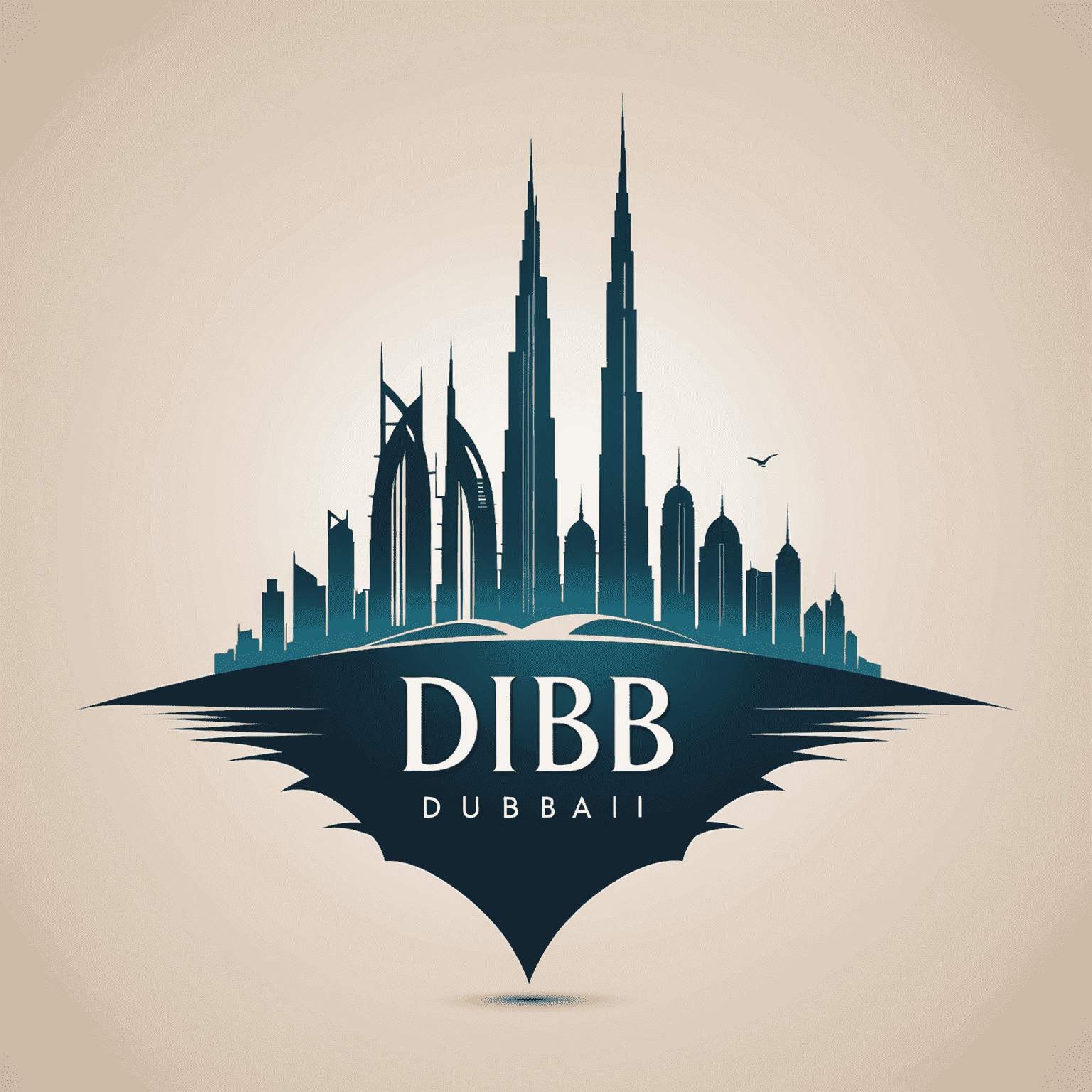 DIB Logo - Stylized letters DIB with a skyline silhouette of Dubai