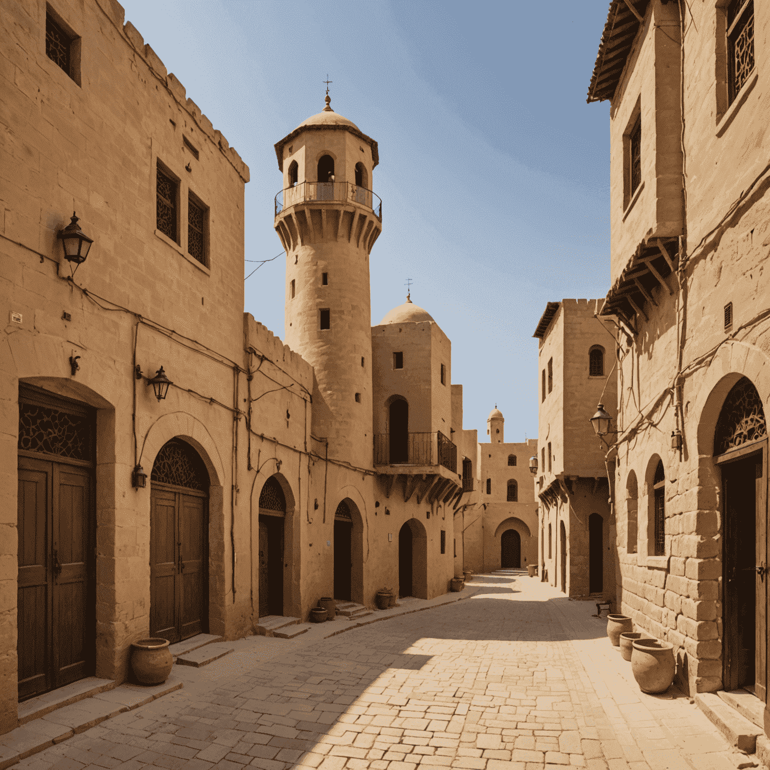 Virtual tour of Al Fahidi Historical Neighbourhood showing traditional wind towers and narrow alleyways