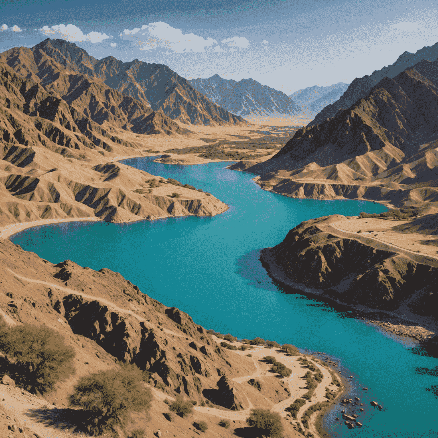 The picturesque Hatta Mountain enclave with turquoise lakes and rugged mountains